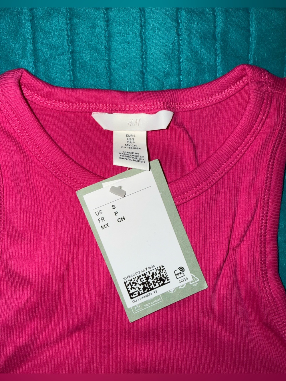 H&M Hot Pink Ribbed Crop Tank - Picture 2 of 4